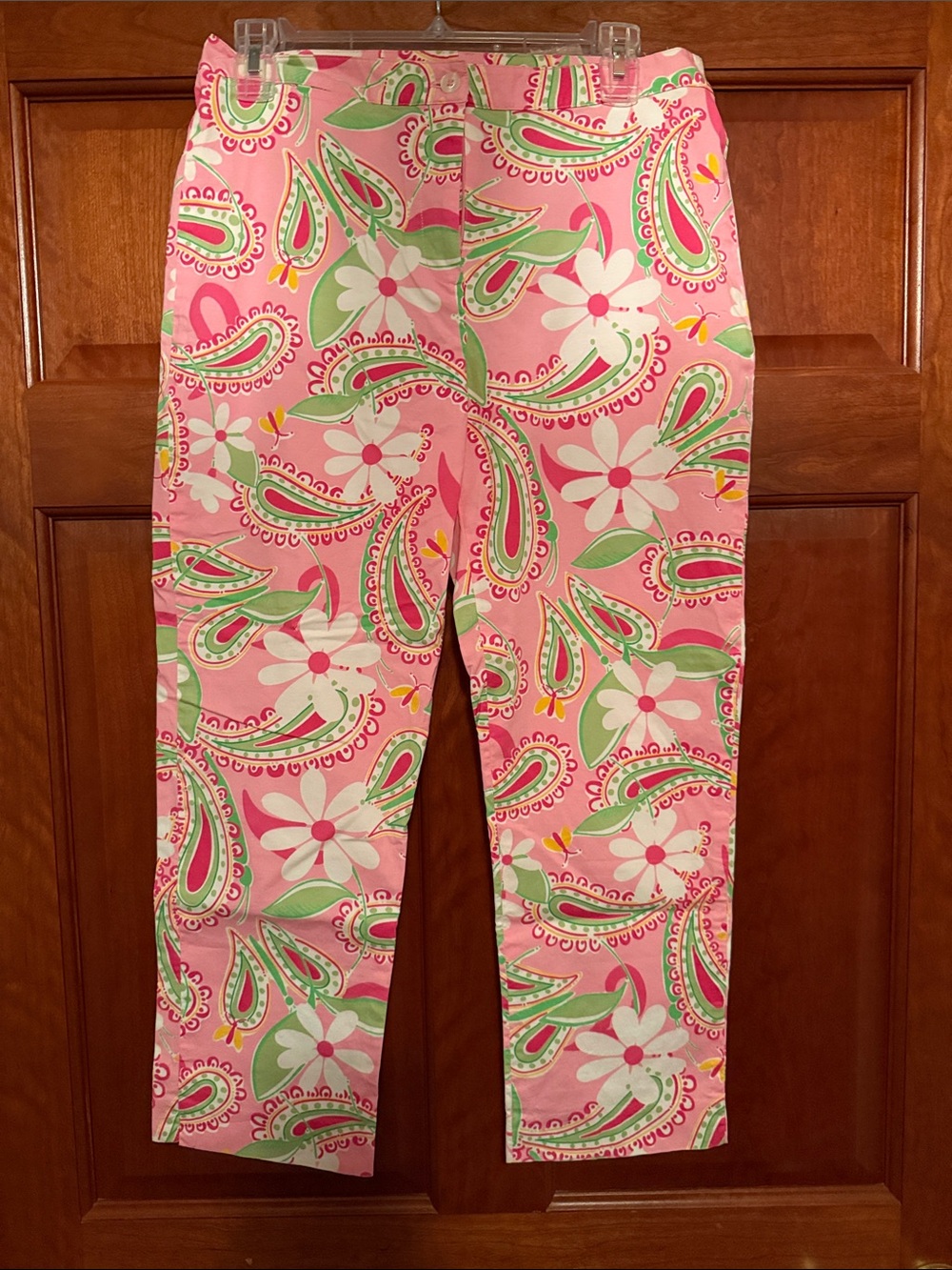 Vintage Lilly Pulitzer Pink Floral Paisley Cropped Pants
